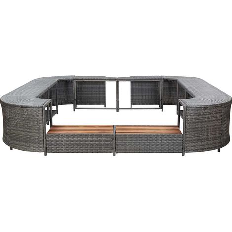 vidaXL Borde cuadrado bañera hidromasaje ratán PE gris 268x268x55 cm (1/2)