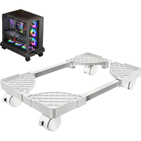 Support Tour pc, Support de processeur Mobile, adapté au Support d'ordinateur Tour PC, Support de processeur Universel avec Quatre Roues, Support de Bureau d'ordinateur, Blanc (1/5)