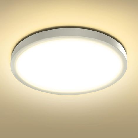 24W, 4000K, 2400LM Plafonniers LED Plafonnier, Lampe de Salle de Bain Ronde étanche, Plafonnier de Salle de Bain Moderne Blanc Ultra Mince Idéal pour Salle de Bain/Chambre/Balcon Ø23x2.1cm (1/5)