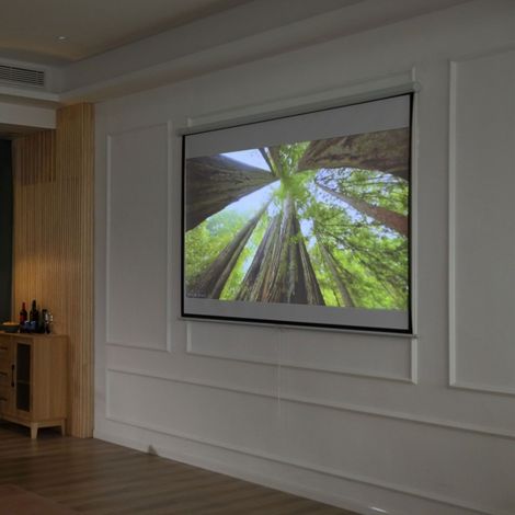Pantalla de proyección manual 203 x 152 cm blanca de metal para cine en casa - MEUBLIV (1/5)