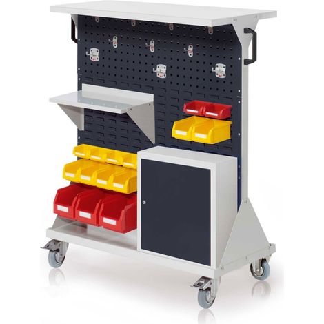 Kappes RasterMobil® mobiler Arbeitsplatzschrank Größe 3 1270x1000x500mm 34-teilig mit Ablageboden und Einhängeschrank anthrazitgrau