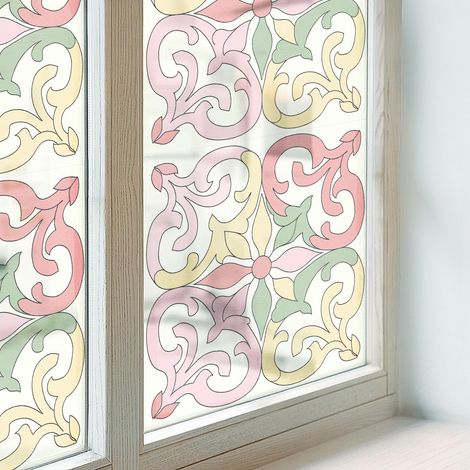 Sichtschutzfolie 100x100 cm Sichtschutz Fenster Selbstklebend PVC Milchglas Dekorativ Dekorfolie Blickdicht Folie für Schlafzimmer Blumenschmuck