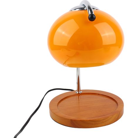 Ortviai Lampe chauffe-cire rétro en bois et verre avec minuterie – orange (1/4)