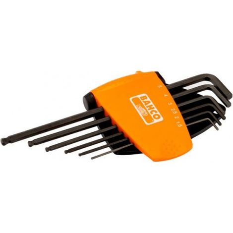 BAHCO - Jeu de clés mâles 6 pans tête sphérique longue, métriques, fini phosphaté -6 pc