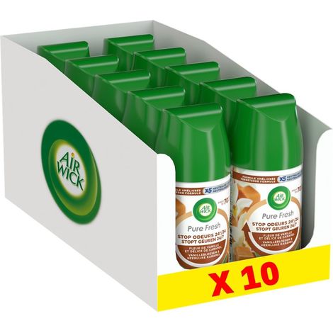 AIRWICK DESODORISANT MAISON RECHARGE DIFFUSEUR FRESHMATIC PURE FRESH VANILLE - LOT DE 10