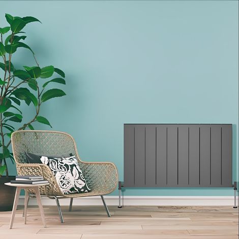 Heatwave Lifton Anthracite Horizontal Aluminium Radiator 600mm (H) x 407mm (W) (1/3)