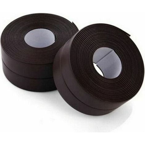 2 Rouleaux de bande d'étanchéité - Imperméable - PVC - Autocollante - Marron - Pour scellage mural, douche, toilette, cuisine, salle de bains (1/5)