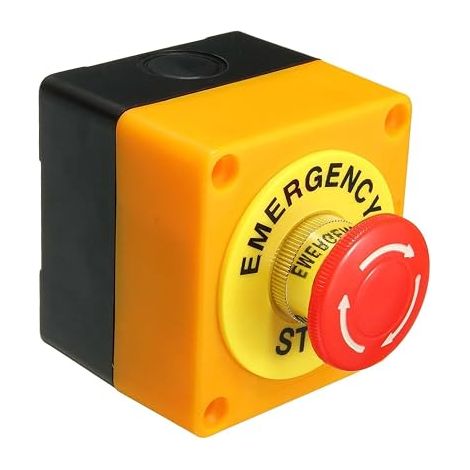 Botón pulsador de parada de emergencia genérico con carcasa robusta, 7,2 x 6,4 x 7,8 cm, resistente a la intemperie, 660 V, 10 A (1/5)