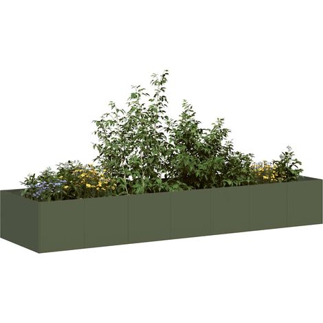 Jardinière-Pot de fleur vert olive 280x80x40 cm acier (1/5)