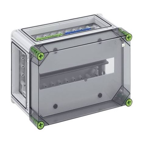 Spelsberg Boîtier de disjoncteur, transparent, indice de protection IP65, 14 TE, résistance aux chocs IK08, classe de protection II, tension d'isolement nominale 400V AC, sans halogène, 01511401 (1/2)