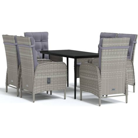 Maison Exclusive - Set da Pranzo da Giardino 7 pz con Cuscini Grigio e Nero (1/5)
