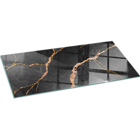 Funkenschutzplatte für Kamin Dekorative Glas Glasbodenplatte Glasboden Hartglas Eleganter Marmor mit Adern 125x50 cm