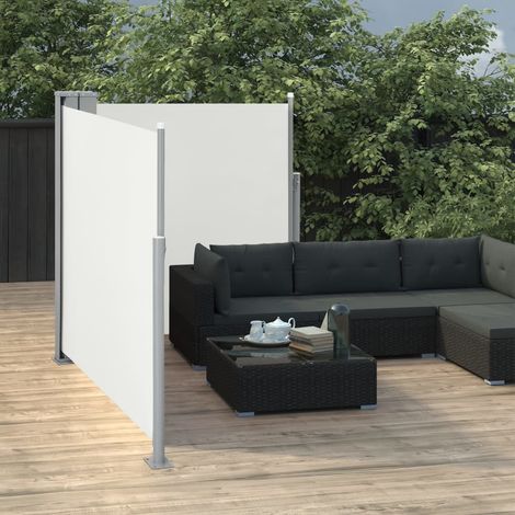 Auvent latéral Store Banne Solaire abri Marquise Brise-soleil rétractable Crème 100 x 600 cm LKOWF41394 (1/5)