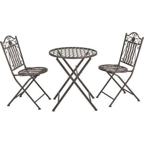 Set bistrot da giardino in metallo verde scuro con patina grigio chiaro 030006936