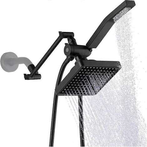 Ensemble de douche double carré haute pression en noir mat - AquaForge (1/4)