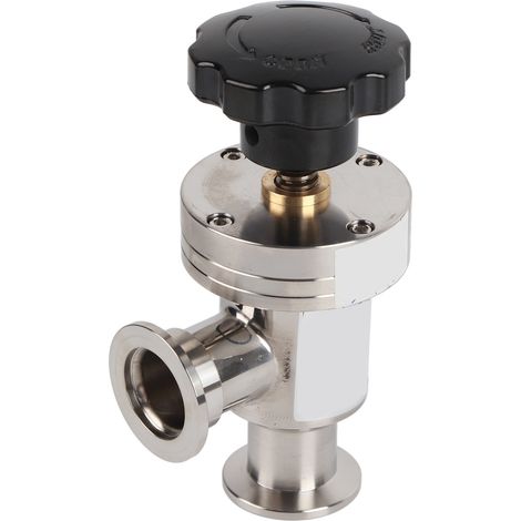 Soupape d'isolement à soufflet manuel angle droit KF25, vide poussé, acier inoxydable 304 (1/5)