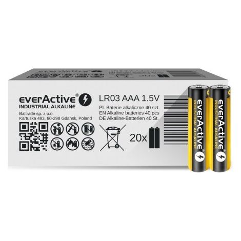Batterie alcaline industriali everActive AAA/LR03, confezione da 40 pezzi (1/2)