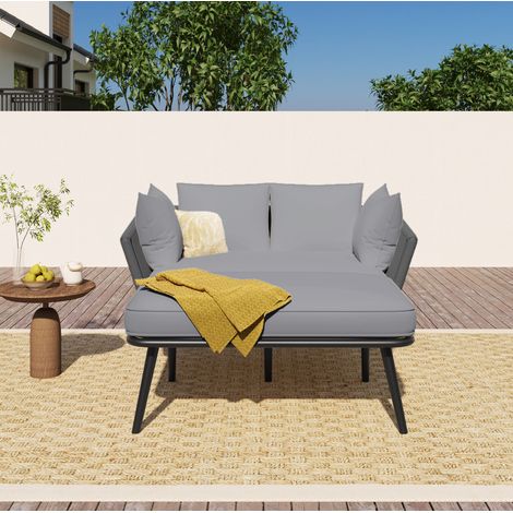 canapé fauteuil salon extérieur coussins lavables gris HAVRYA (1/5)