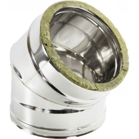 Coude isolé é 45é, acier inoxydable 180-230 mm