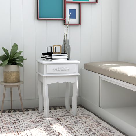 Meuble de chevet moderne en bois avec tiroir, table de nuit polyvalente et rangement, finition chêne, pour salon ou chambre (1/5)