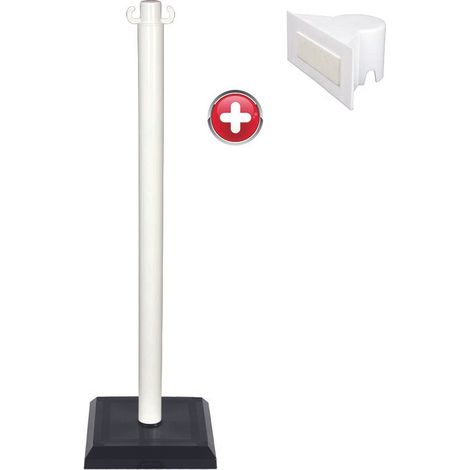 Poteau PVC Blanc sur socle lesté 3kg avec support panneau - 2000079