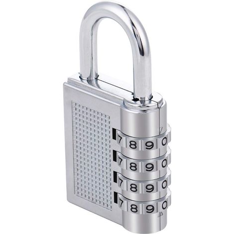 [NUNCA USADO] Candado de combinación de 4 dígitos con forma de bolso, acabado pintado (plata) - INHHUB