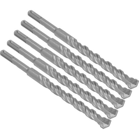 Lot de 5 forets à percussion à pointe carbure, 2 goujures, pour brique et béton, 210 mm x 16 mm (0,63 po). (1/5)