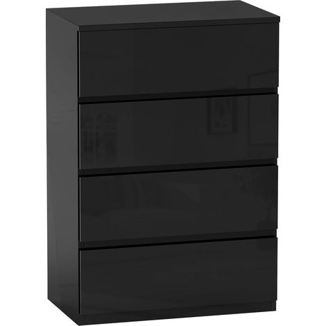 HOMCOM cómoda con 4 cajones de madera cajonera de dormitorio cómoda negra para salón habitación dormitorio estilo moderno 55x34x80 cm negro (1/5)
