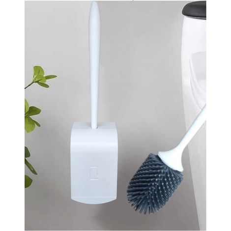Brosse WC silicone blanc nettoyage accessoire salle de bain (1/3)