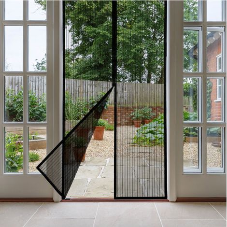 Zanzariera magnetica per porta 100x220 cm nera con 2 bandelle Vigor
