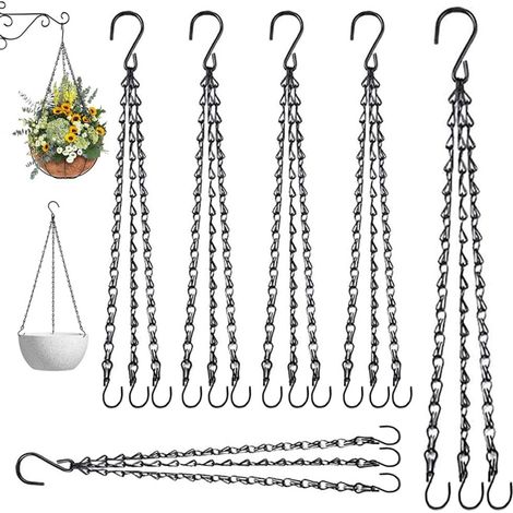 6 Pièces Chaine Suspension Chaîne de Panier Chaîne Suspendue Crochet S Chaînes Suspension Métal 46 cm Suspension Panier Pot Fleurs (1/5)