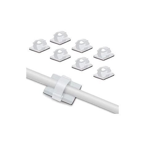 SHINING HOUSE 100PCS Clips Câbles Adhésif Durables, Rangement de Cordon Serre-Câbles, Gestion de Câble Support Organiseur de Fils Electriques Réglable pour Bureau/Maison/TV/Chargeur/Voiture/PC (Blanc)