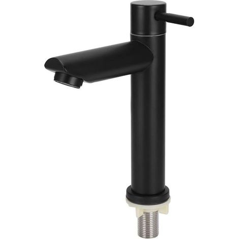Robinet d'eau froide simple, évier de cuisine tactile en acier inoxydable noir, antirouille et sans fuite d'eau (1/3)