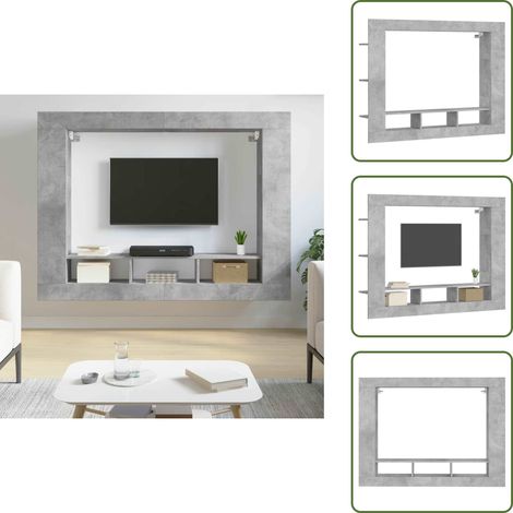 Meuble TV gris béton 152x22x113 cm bois d'ingénierie - Meuble Tv - Meuble Tv Mural - Support Tv - Meuble Hifi - Meuble Salon (1/5)