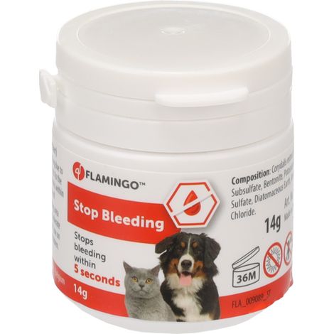 Poudre anti saignement Dalko 14 g pour chats, chiens, rongeurs et les oiseaux. - Flamingo