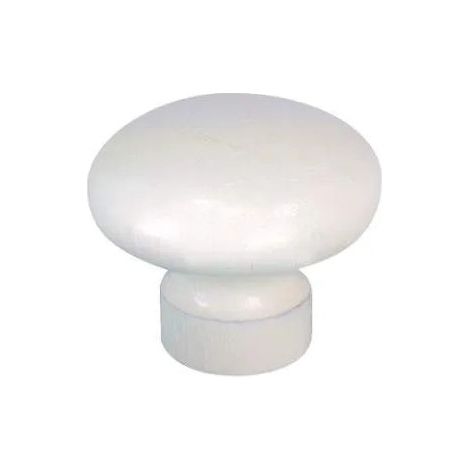 Pomello rotondo con inserto in faggio bianco, D.40mm, H.33mm, 1 pezzo con viti.