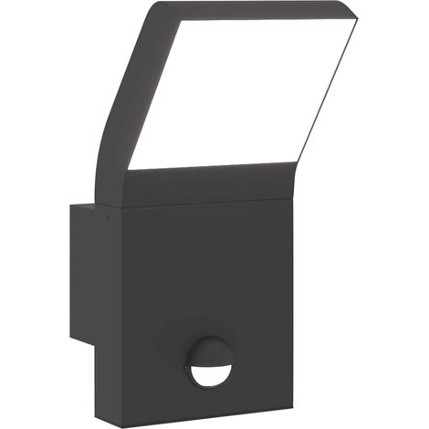 Applique murale LED extérieure avec capteur de mouvement 10 x 15 x 22 cm design moderne en aluminium noir (1/5)