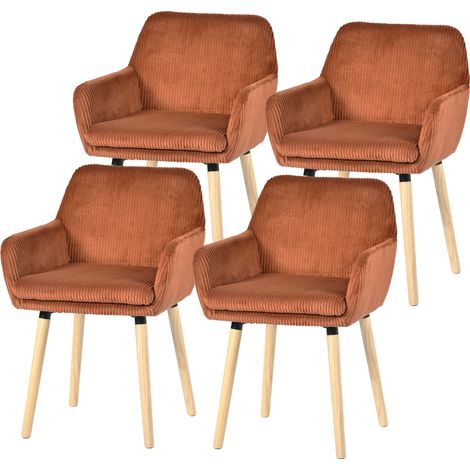 Lot de 4 chaises de salle à manger velours côtelé scandinave, ELIA (1/5)