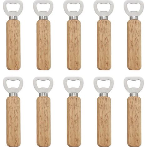 10 Stück Holz-Handheld-Edelstahl-Flaschenöffner, Flaschenöffner, für Küche, Bar, Restaurant (1/5)