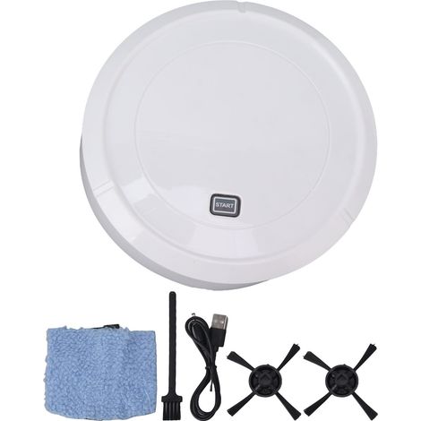 Ortviai Robot Aspirateur 3-en-1 Balayage, Aspiration et Vitrage, Batterie Intégrée 1200 mAh, Blanc
