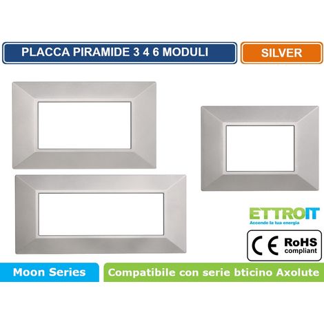 ETTROIT AN90606 Placca Piramide Serie Moon 6P Colore Silver Compatibile Con Bticino Axolute (1/4)