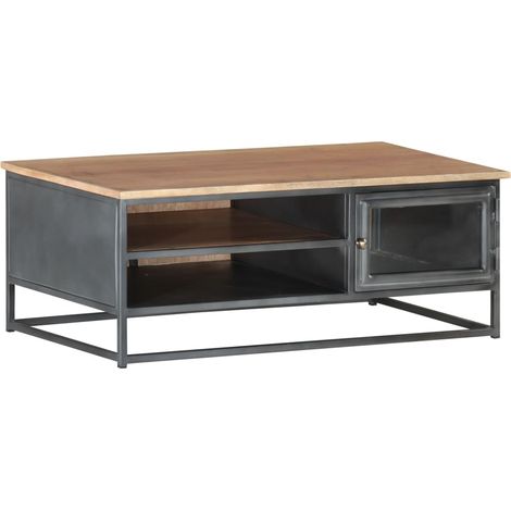 Couchtisch Grau 90x50x35 cm Massivholz Akazie
