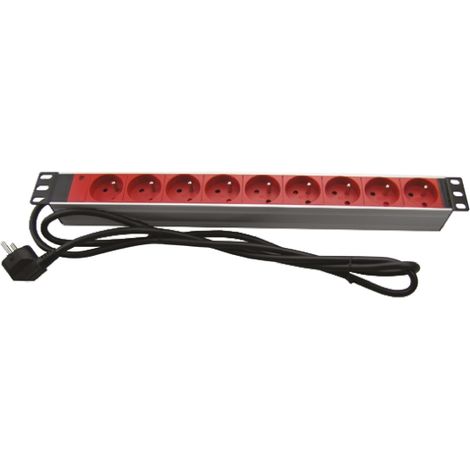Rallonge électrique 2.5m, 9 prises FR 2P+T, 230 V c.a. 16A ( Prix pour 1 )
