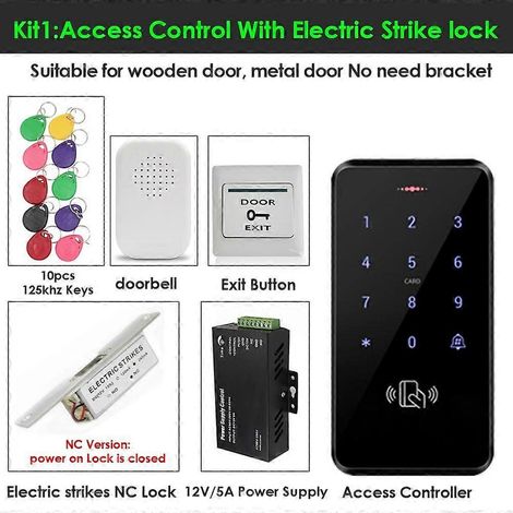 Kit de contrôle d'accès étanche 125 kHz avec clavier tactile RFID et serrure électromagnétique WG 26/34 (3000 utilisateurs), comprenant un kit d'alimentation pour le contrôle d'accès 1 (1/5)