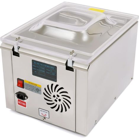 Máquina de envasado al vacío profesional, soldadora de láminas DZ-260 de 220 V, automatizada, con accesorios y bolsas de vacío surtidas, color plata, adecuada para uso industrial y de oficina.
