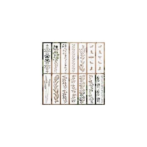 14pièces Pochoirs pour Peinture Réutilisable, 30x7.62cm Pochoir pour Dessin en Plastique Plantes Bricolage Bois Mur Maison Décor (1/5)