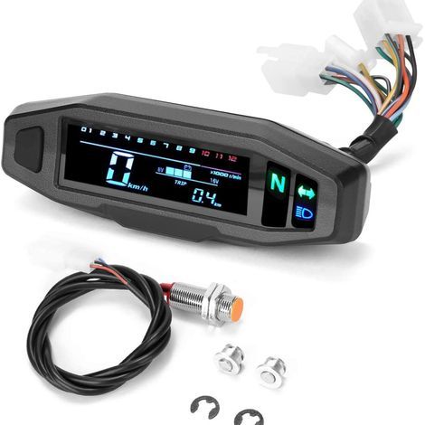 Compteur de vitesse numérique moto étanche HD LCD – Odomètre et tachymètre – Affichage antireflet – Compatible motos 1, 2 et 4 cylindres (1/5)