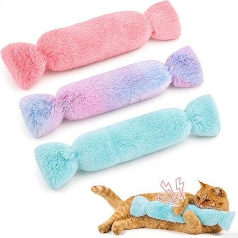 Jouets pour Chat, Jouets à l'herbe à Chat, Coussins pour Chat, Jouets en Peluche en Forme de Bonbon avec Papier froissé pour Chats et Chatons (1/5)