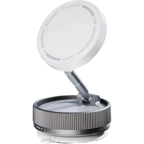 Support magnétique portable et sécurisé pour téléphone de voiture avec fixation par ventouse pour la navigation, les appels vidéo et une conduite en toute sécurité - Blanc (1/5)