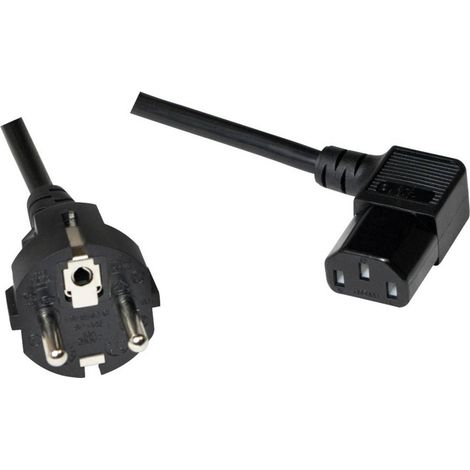Cavo di alimentazione LogiLink CEE7/7 a IEC C13 a 90°, 2 m, 10 A, 230 V, 2300 W, nero. (1/2)